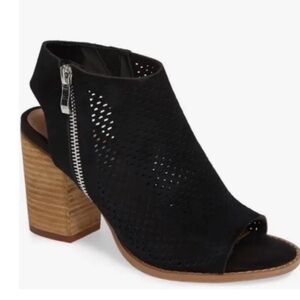 Steve Madden Abigail Black Suede Boots Booties Slingback Peep Toe 6.5